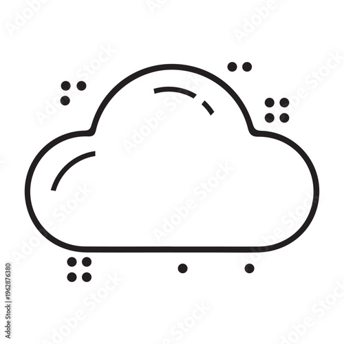 Minimalist cloud line icon vector, simple weather outline symbol, black and white cloud computing graphic for web design and app interfaces