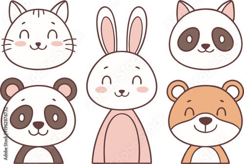 Cute illustration of a Panda rabbbit for youngsters' picture books Vector,Generative Ai