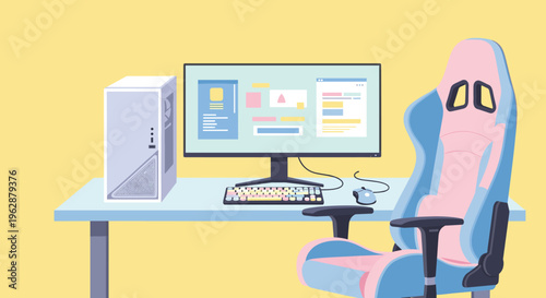 Office Chair with Computer Desk Setup.