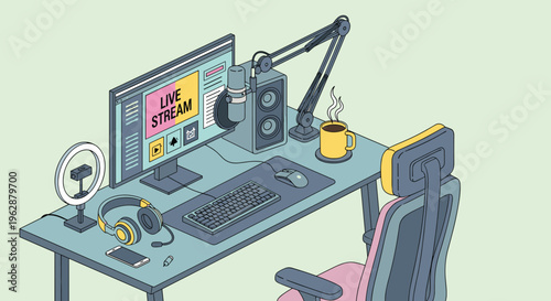 Computer workstation with modern equipment.