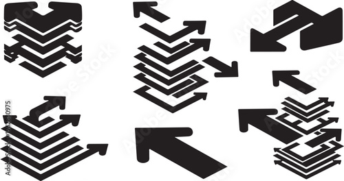 Black Arrows Pointing Directions on White Background