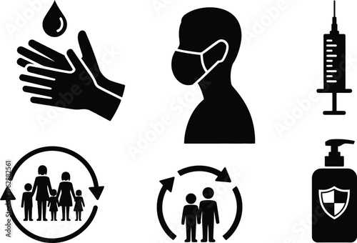 Handwashing Mask Syringe Sanitizer Hygiene Protection Safety Virus Healthcare Prevention