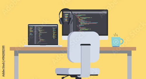 Office Chair in Front of Desk.