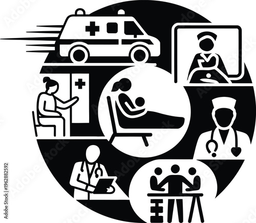 Healthcare Ambulance Patient Doctor Nurse Treatment Service Emergency Clinic Support