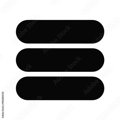 Black horizontal bar icons, stacked lines, menu buttons, flat design elements
