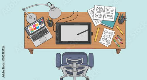 Office Chair in Front of Desk.