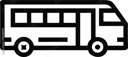 Detailed side profile outline icon of a passenger minibus with visible entrance door