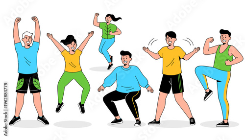 People doing various dance moves together.