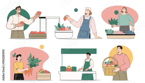 People Working at a Farmers Market.