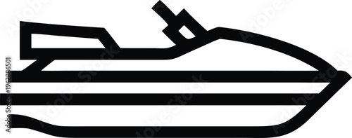 Dynamic Watercraft Jet Ski Outline Symbol for Aquatic Recreation and Outdoor Fun