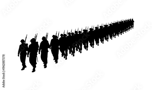 Military Marching Soldiers in Formation