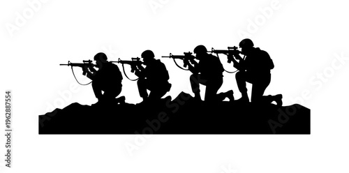 Silhouette Soldiers in Combat Formation
