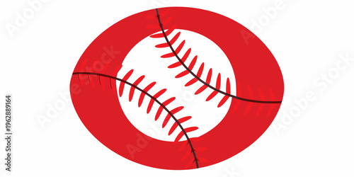 Iconic baseball crossed out by bold red circle emphasizing prohibition or cancellation in striking design