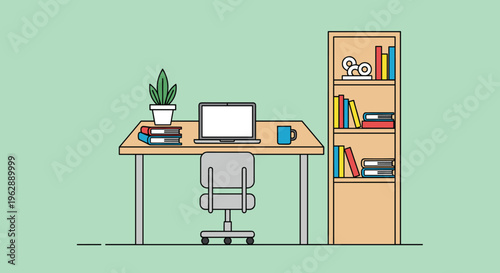 Office Chair with Desk and Computer.