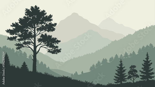 mountain landscape with trees