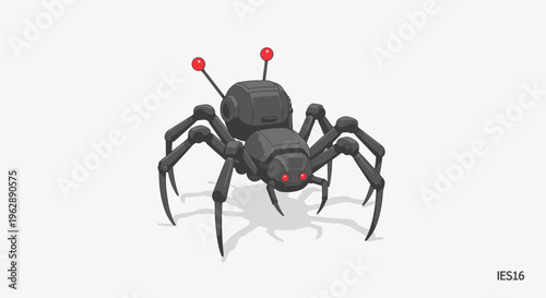 Robotic Insect, Mechanical Ant with Spider Legs, Futuristic Design