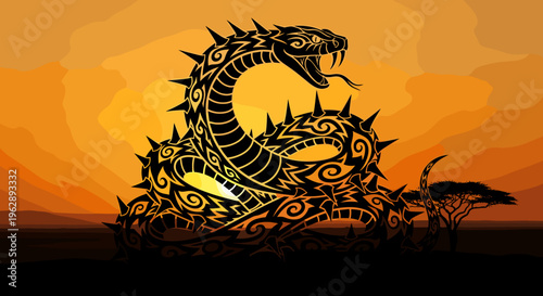 Dragon Silhouette at Sunset.