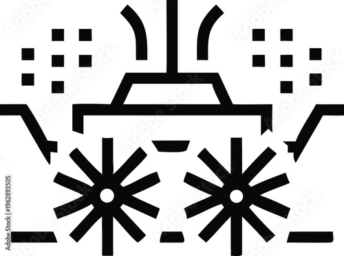 Efficient farming machine icon illustrating advanced agricultural industry and modern crop cultivation technology