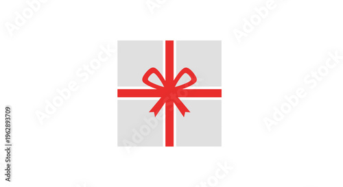 Gift box with red ribbon.