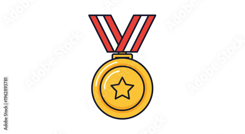 Golden Medal with Red Ribbon.