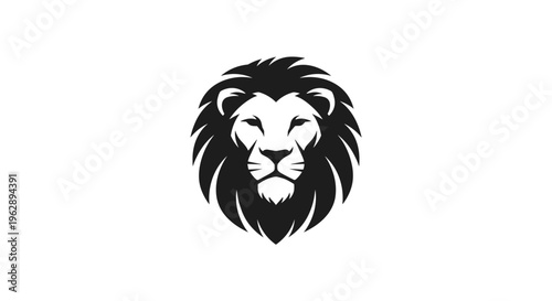 Lion Head Illustration Black White.