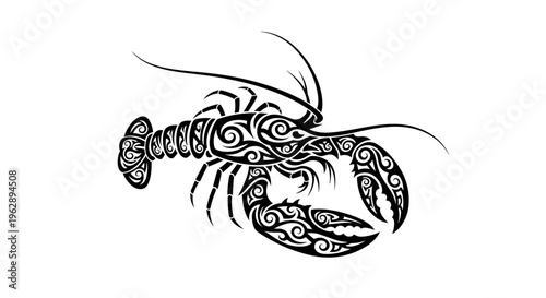 Lobster with tribal tattoo design.