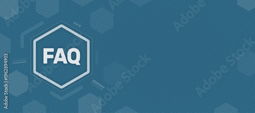 FAQ frequently asked questions and customer support information icon on blue digital background vector with copy space