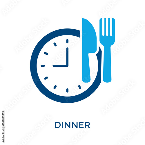 Dinner Icon Dual Tone Style. Vector Illustration For Graphic Design
