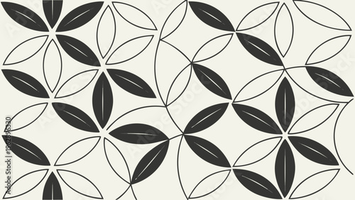 Intricate geometric patterns featuring symmetrical shapes and repetitive lines forming a complex tessellation design