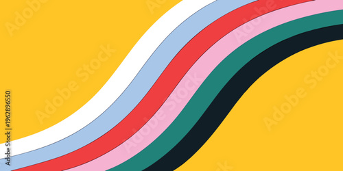 Dynamic wavy stripes blending vibrant colors in a bold, flowing design pattern against a bright backdrop