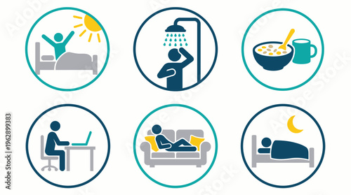 A person goes through daily routine activities at home