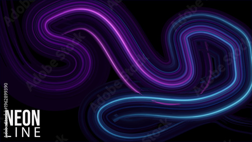 neon light purple blue swirling lines on black background