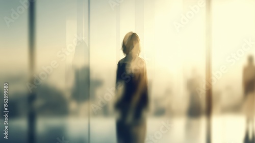 Contemplative Figure Reflecting Cityscape