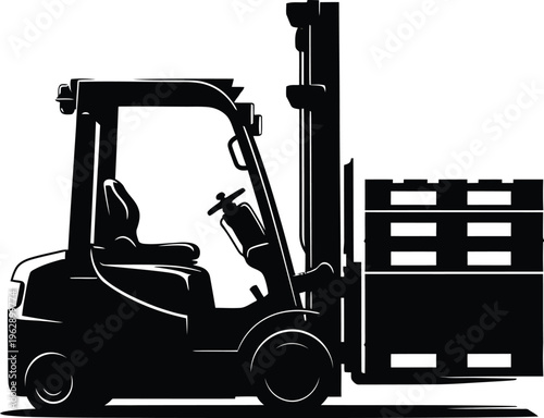 Forklift Silhouette Lifting Pallet