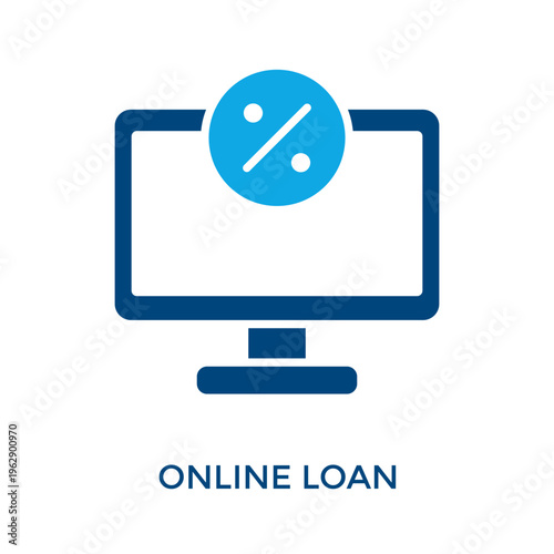 Online Loan Icon Dual Tone Style. Vector Illustration For Graphic Design