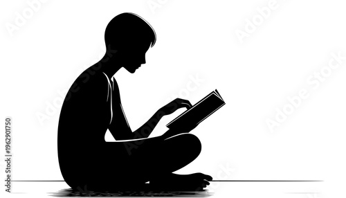 silhouette of a woman reading book