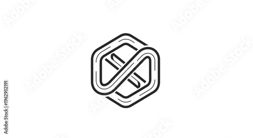 Abstract Interlocking Lines Geometric Design in Hexagonal Frame