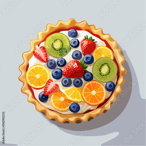 白背景カラフルフルーツタルトベクター素材