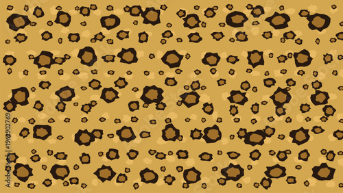Leopard print seamless pattern with modern abstract animal skin texture, featuring irregular brown and dark brown spots on a warm tan and gold background, perfect for fashion and graphic design.