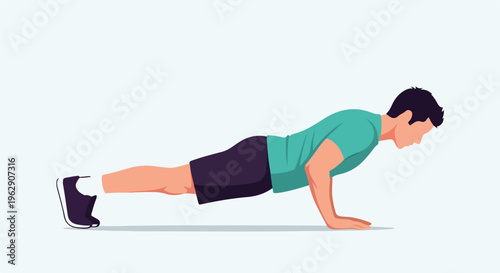 A man in athletic attire performs a push-up
