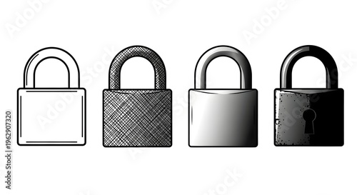 Four different types of locks side by side illustration