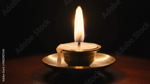 Burning Candle in the Dark - A Symbol of Hope and Remembrance.