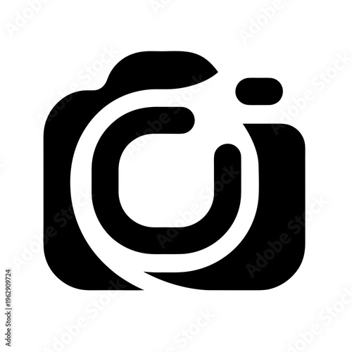 Camera, photography icon, black silhouette, vector graphic