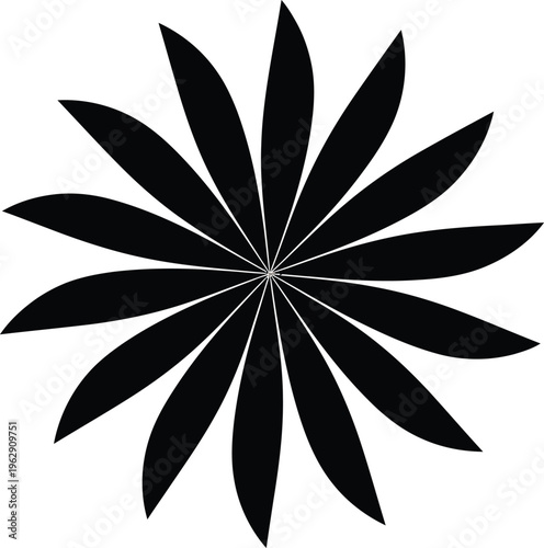 Black Flower Silhouette Isolated on White Background