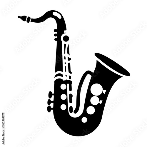 saxophone silhouette icon illustration for music jazz instrument and live performance design