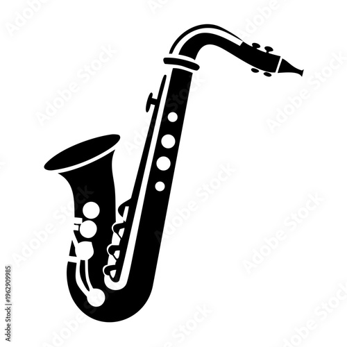 saxophone silhouette icon illustration for music jazz instrument and live performance design