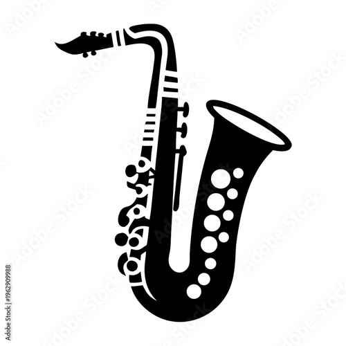 saxophone silhouette icon illustration for music jazz instrument and live performance design