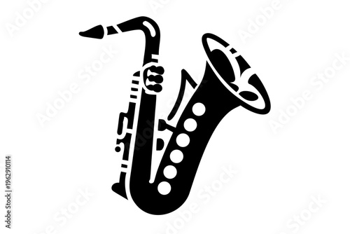 alto saxophone silhouette illustration for music jazz instrument and performance design