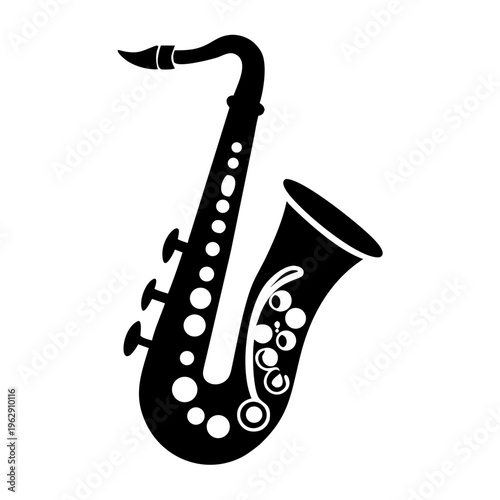 tenor saxophone silhouette icon illustration for music jazz instrument and performance design