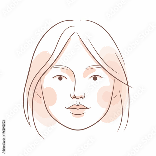 A minimalist illustration of a face with brown lines and peachy tones